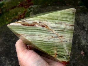Large Green, White and Brown Onyx Pyramid from Mexico