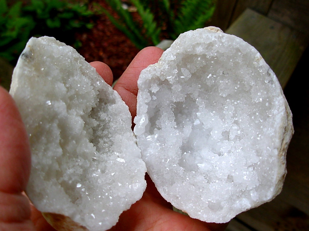 Sugar Quartz Geode Pair from Morocco