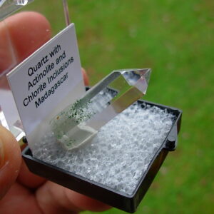 Quartz Polished Point with Actinolite and Chlorite Inclusions
