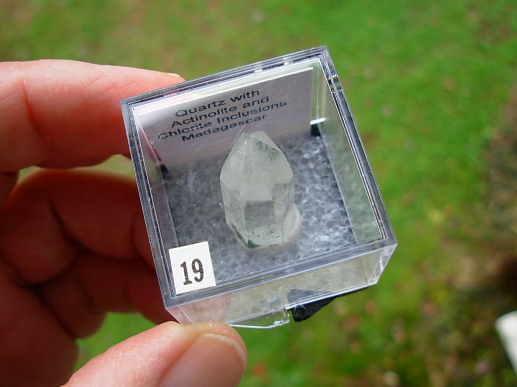 Quartz Polished Point with Actinolite and Chlorite Inclusions