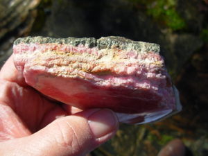 Rose Pink and White Rhodochrosite Polished Face Display Specimen from Argentina