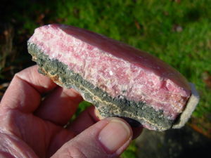 Rose Pink and White Rhodochrosite Polished Face Display Specimen from Argentina