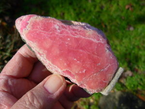 Rose Pink and White Rhodochrosite Polished Face Display Specimen from Argentina