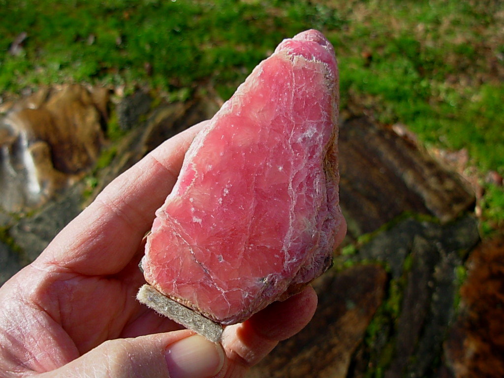 Rose Pink and White Rhodochrosite Polished Face Display Specimen from Argentina