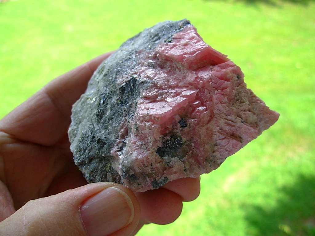 Rose Pink Rhodochrosite on Matrix from Sweet Home Mine
