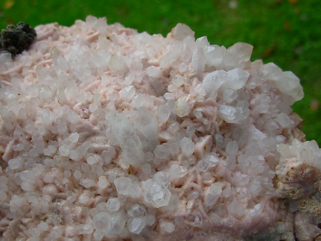 Quartz and Sphalerite on Rhodochrosite Blades from the Travona Mine