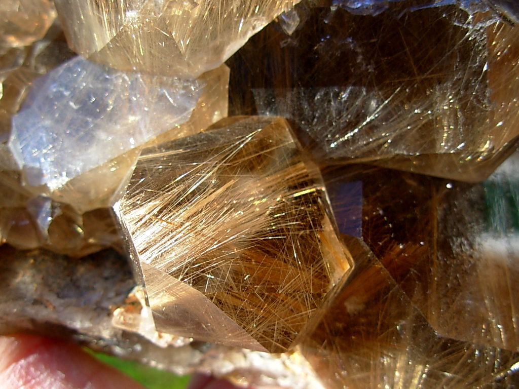 Natural Smoky Quartz Points with Golden Rutile Inclusions from Brazil