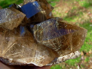 Natural Smoky Quartz Points with Golden Rutile Inclusions from Brazil
