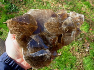 Natural Smoky Quartz Points with Golden Rutile Inclusions from Brazil