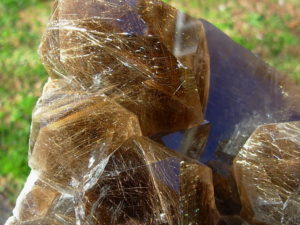 Natural Smoky Quartz Points with Golden Rutile Inclusions from Brazil