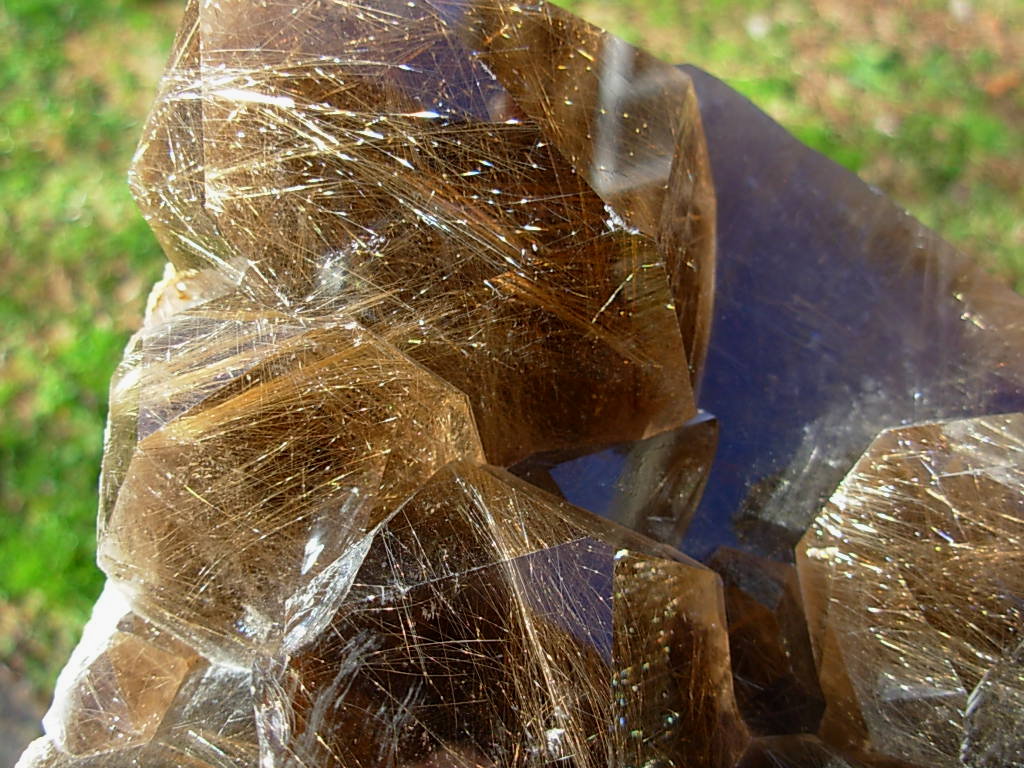 Natural Smoky Quartz Points with Golden Rutile Inclusions from Brazil