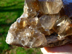 Natural Smoky Quartz Points with Golden Rutile Inclusions from Brazil