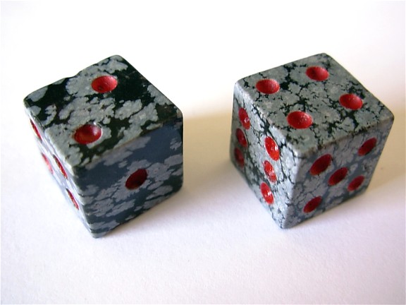 14mm Snowflake Obsidian Dice