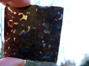 65g Seymchan Pallasite Thick Slab Polished One Side
