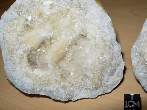 Peach Calcite on Quartz Crystal Geode ( Matched Pair) from Keokuk, Iowa