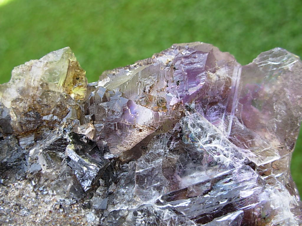 Purple Cubic Fluorite with Golden Pyrite and Barite buy