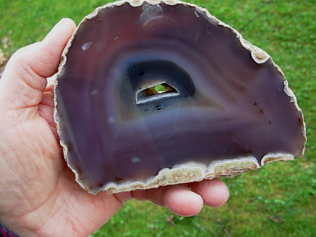 Thick Agate Geode Slab Slice Quartz Crystal Polished high quality 1.3 lb Brazilian