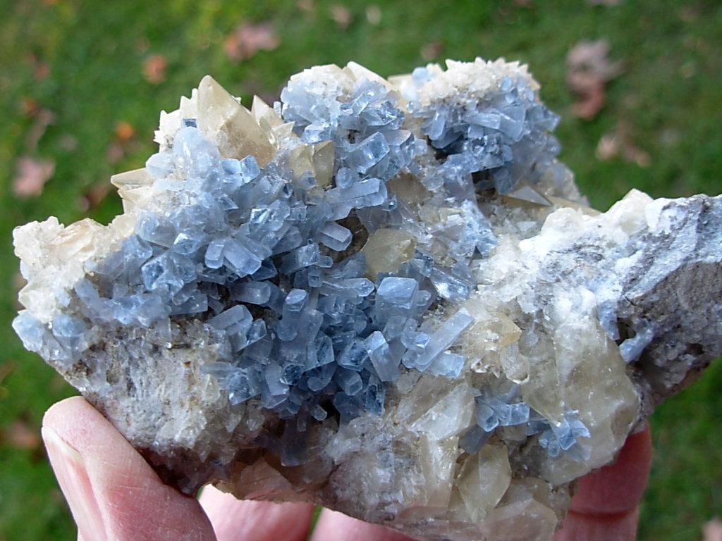 Rare Blue Celestine and Calcite