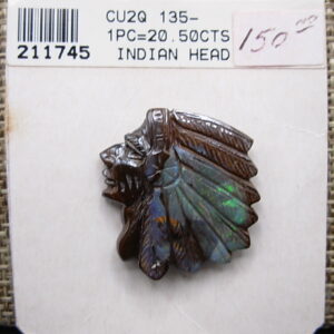 Boulder Opal 20.5 cts Tribal Chief Indian Head (1970's) Queensland, Australia