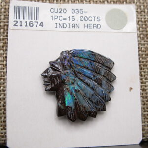 Boulder Opal 15 cts Tribal Chief Indian Head (1970's) Queensland, Australia