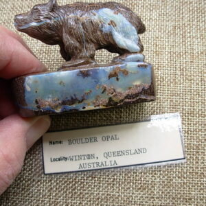 Boulder Opal Carved Gem Bear from Winton, Queensland, Australia