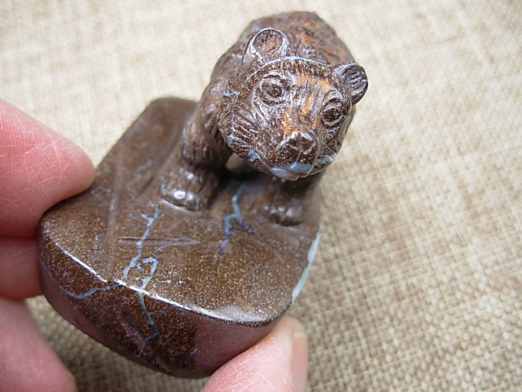 Boulder Opal Carved Gem Bear from Winton, Queensland, Australia - Image 6