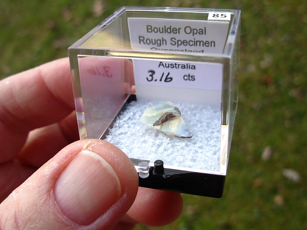 TN85 Boulder Opal Rough in Thumbnail Display Case - Image 4