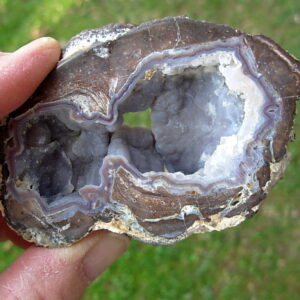 Polished Two Sides double Chamber Fluorescent Dugway Geode Half 19