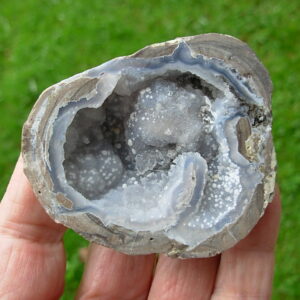 Polished Face Fluorescent Dugway Geode Half with white Calcite dots 20