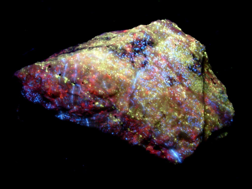 Fluorescent 8 Large Cabinet Premium Aragonite "Lightning Bolts" with Chondrodite and Diopside on Calcite