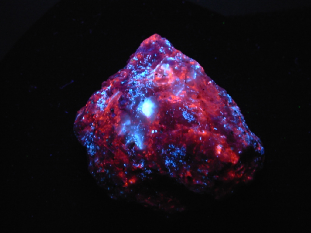 Fluorescent 9 Large Cabinet Premium Aragonite “Lightning Bolts” with Diopside on Calcite - Image 3