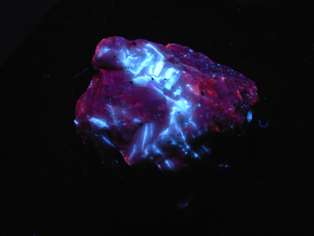 Fluorescent 9 Large Cabinet Premium Aragonite “Lightning Bolts” with Diopside on Calcite
